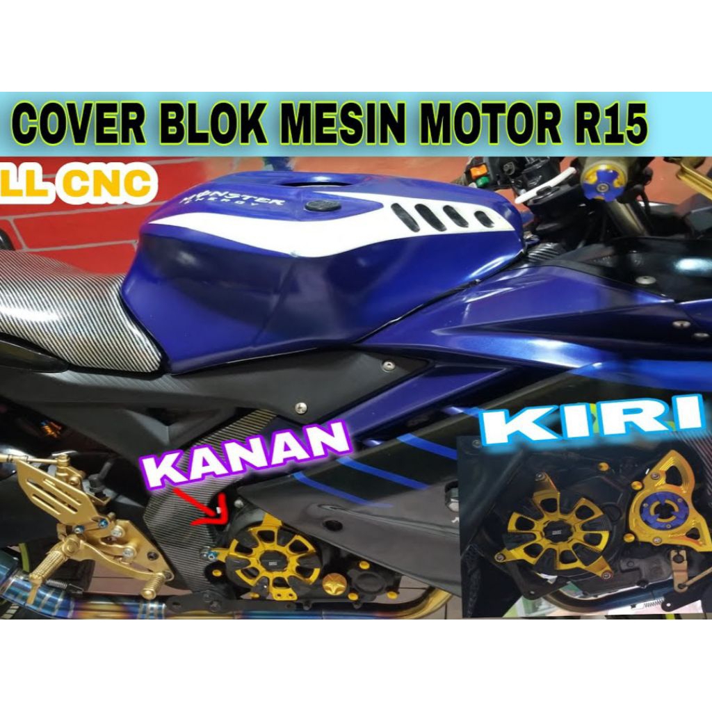 cover/tutup mesin pelindung mesin variasi r15-vixion.bahan full cnc(fats bikes)