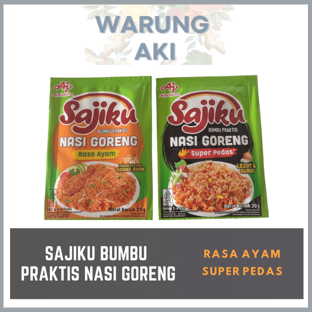 

Sajiku Bumbu Nasi Goreng 20gr / Bumbu Praktis Nasi Goreng Rasa Ayam & Super Pedas