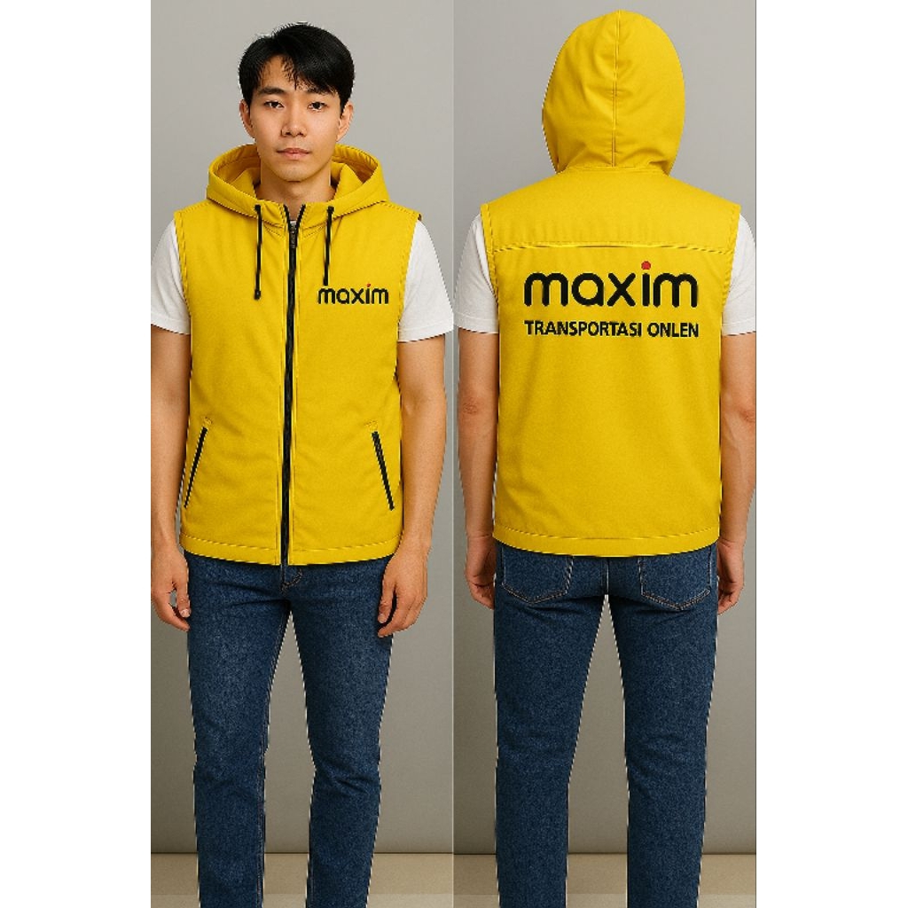 Vest Rompi Motor Ojol Maxim/Vest Rompi Motor Warna Kuning Pria Dan Wanita