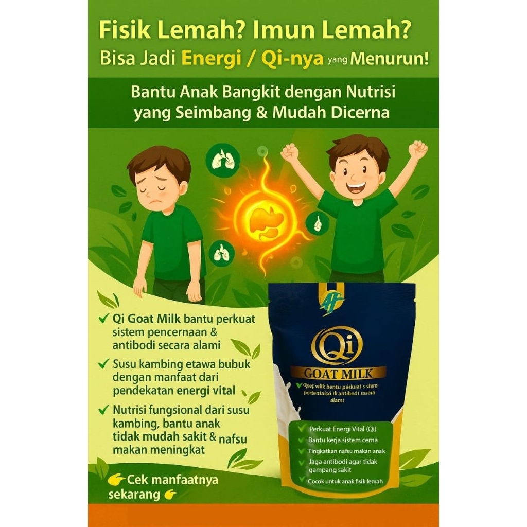 Minuman Susu Kambing  Bubuk Qi Goat Milk Saset Meningkatkan Daya Tahan Tubuh Anak Dan Kesehatannya.