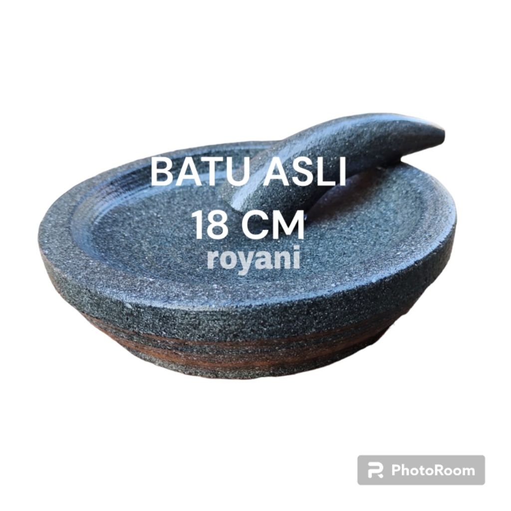 cobek bubut batu asli ukuran 18cm