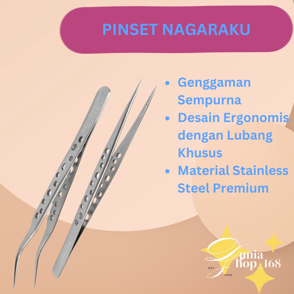 Pinset Tweezer Nagaraku Original Eyelash Extension Silver / Pinset