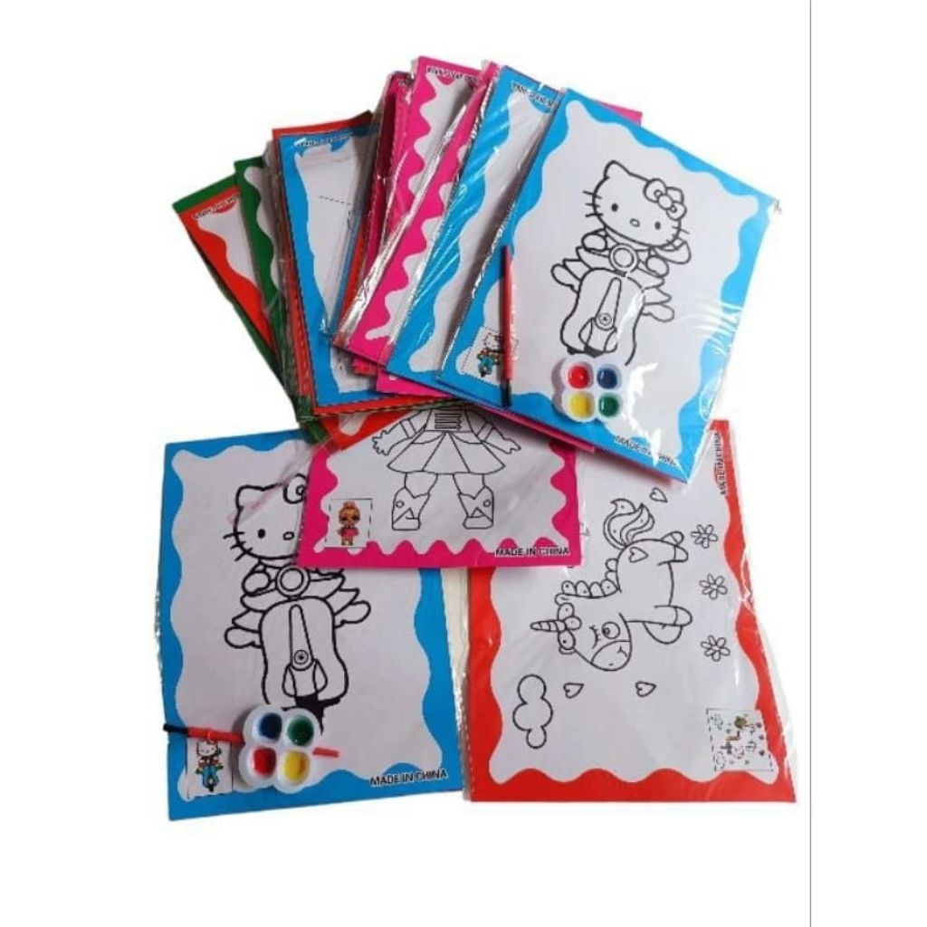 

Set 10 Pcs Lukisan Cat air Tanggung Kertas mewarnai M serta tinta dan kuas