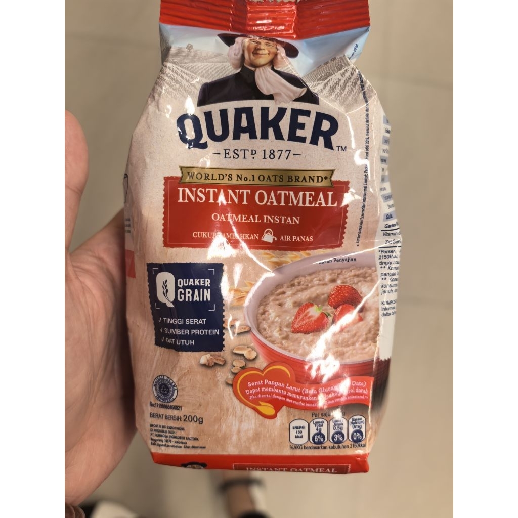 200GR QUAKER INSTANT OATMEAL. QUAKER QUICK COOK OATMEAL. QUAKER MERAH. QUAKER BIRU