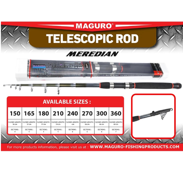 JORAN PANCING ANTENA TELESCOPIC ROD MAGURO MEREDIAN 150 165 180 210 240 270 300 360