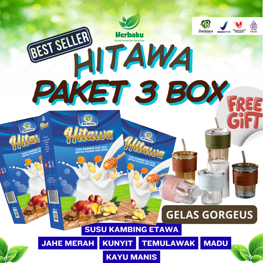 

SUSU KAMBING ETAWA HITAWA PLUS JAHE UNTUK REMATIK ASAM URAT NYERI SENDI DAN PINGGANG PAKET 3 BOX COD