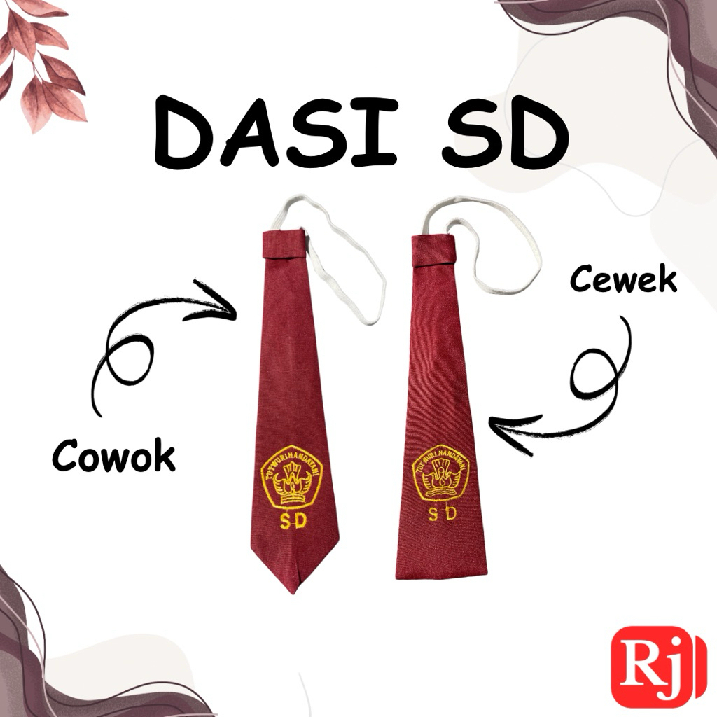 Dasi Sekolah SD Logo Bordir Warna terang Bahan tebal berkualitas Tinggi Dasi SD Anak Laki-laki Dasi 