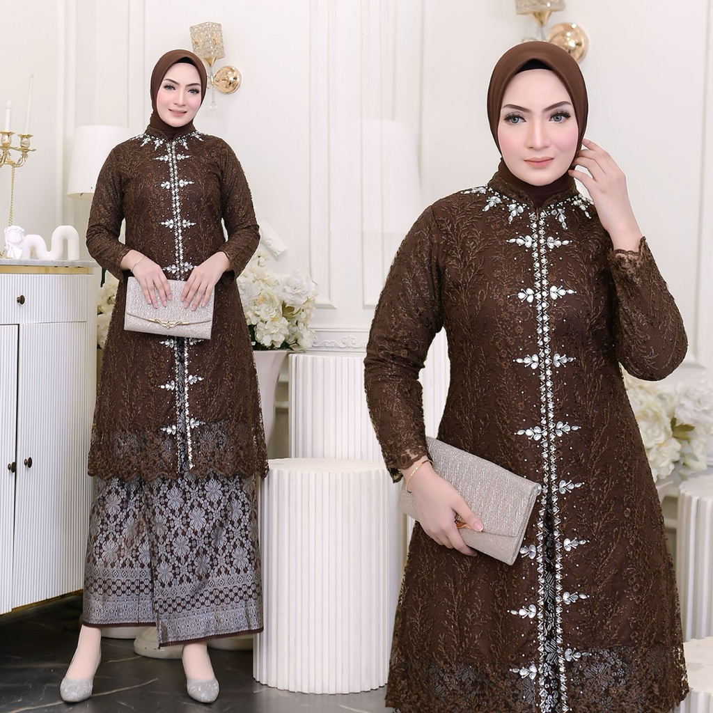 SR Kebaya / Setelan Kebaya Busui Brokat Payet Kondangan / Kebaya Set Rok Songket Modern / Baju Kebay