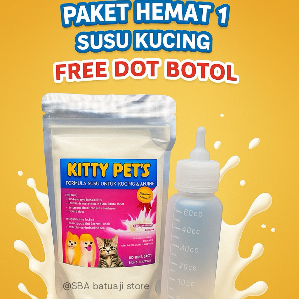 Dot Kucing + Susu Kucing Baru Lahir Paket Hemat Susu Kucing Anjing Dan Dot Kitty Pets 100gr