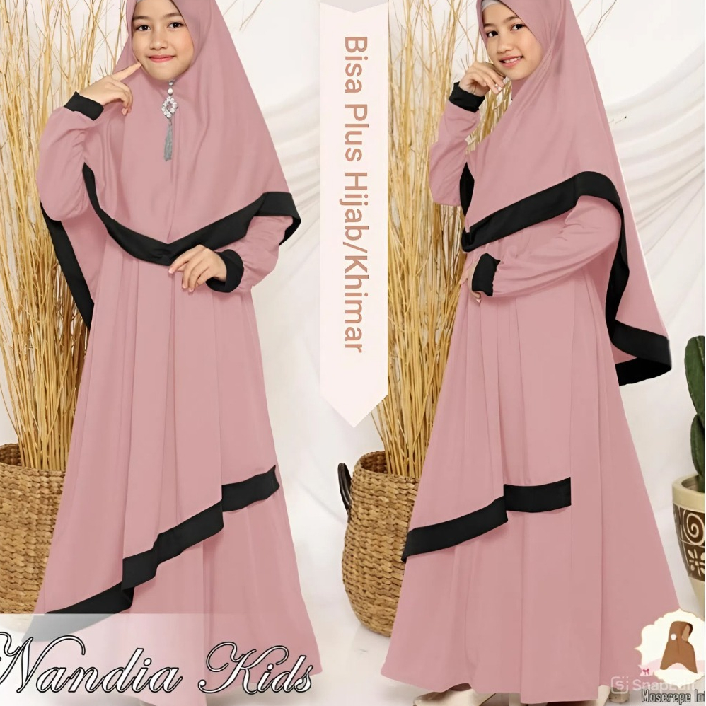 Gamis Anak Usia 7-12 Tahun Nandia kids Model Gamis Anak Terbaru 2021 Kekinian