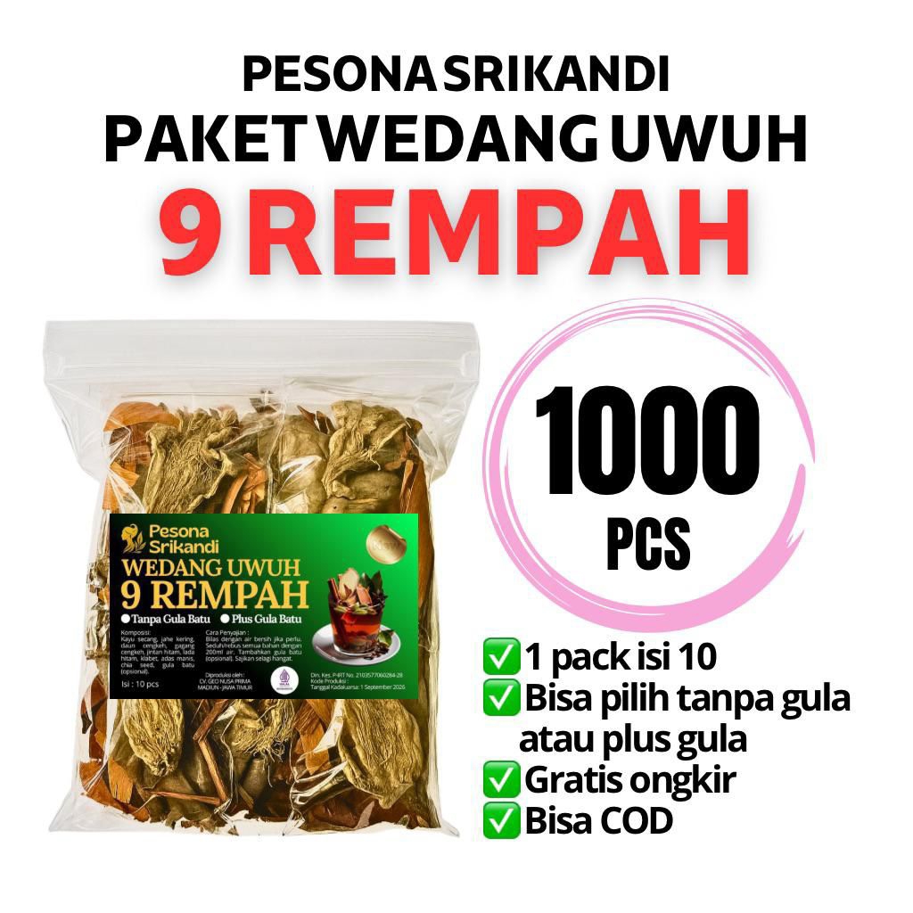 

MURAH- PAKET 1000 PCS (100 PACK ) WEDANG UWUH 9 REMPAH PESONA SRIKANDI