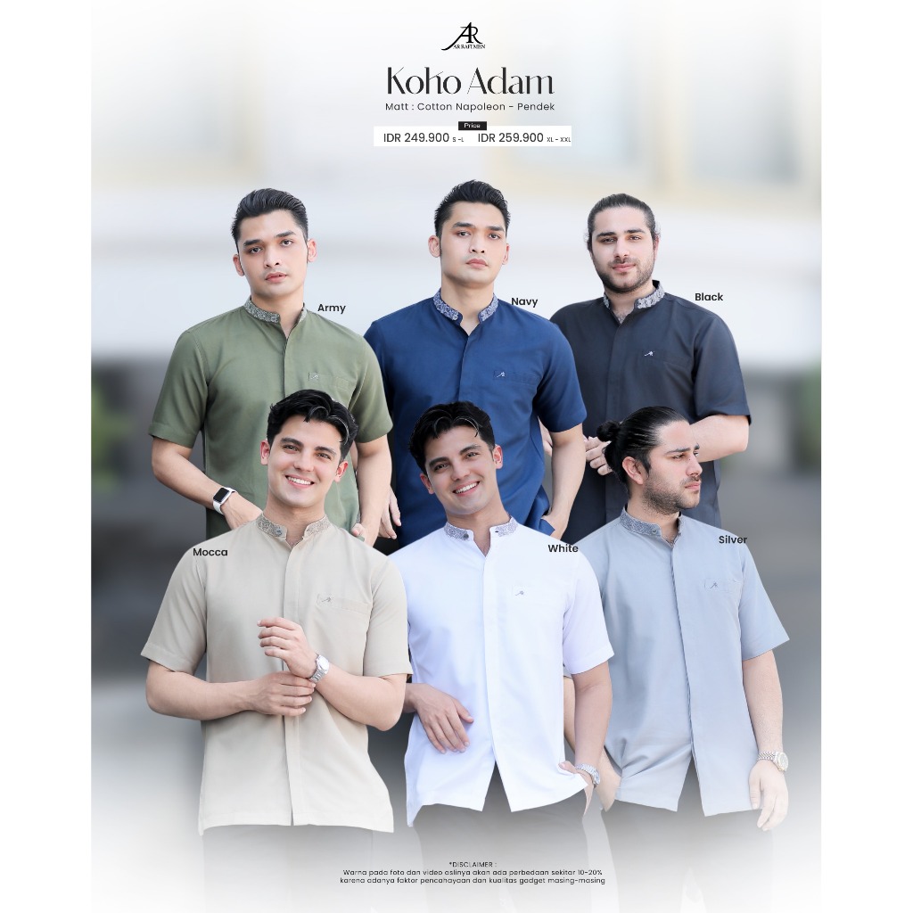 Koko Adam - By Arrafi - Baju koko Pria lengan pendek Material Cotton Napoleon