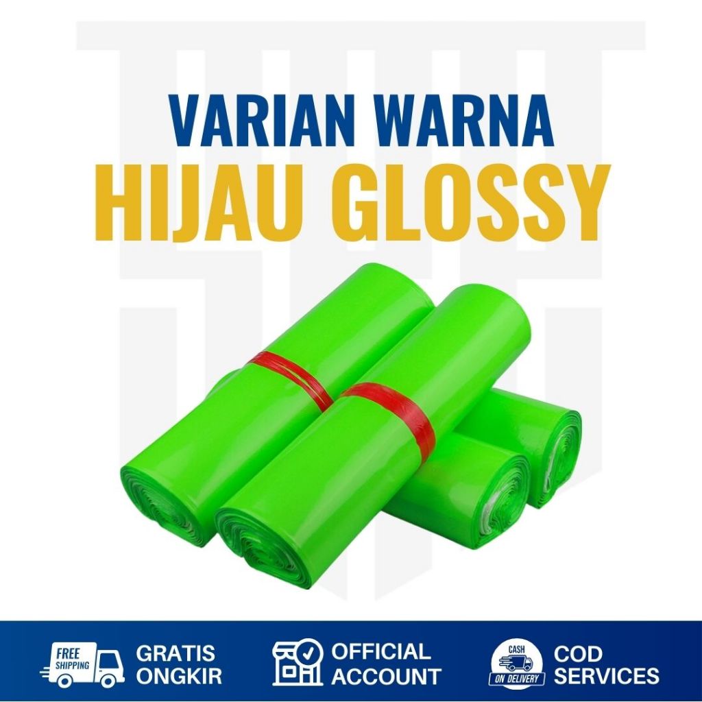 

Plastik Packing Polymailer 25x35 Warna Hijau Glossy isi 100 Pcs Murah