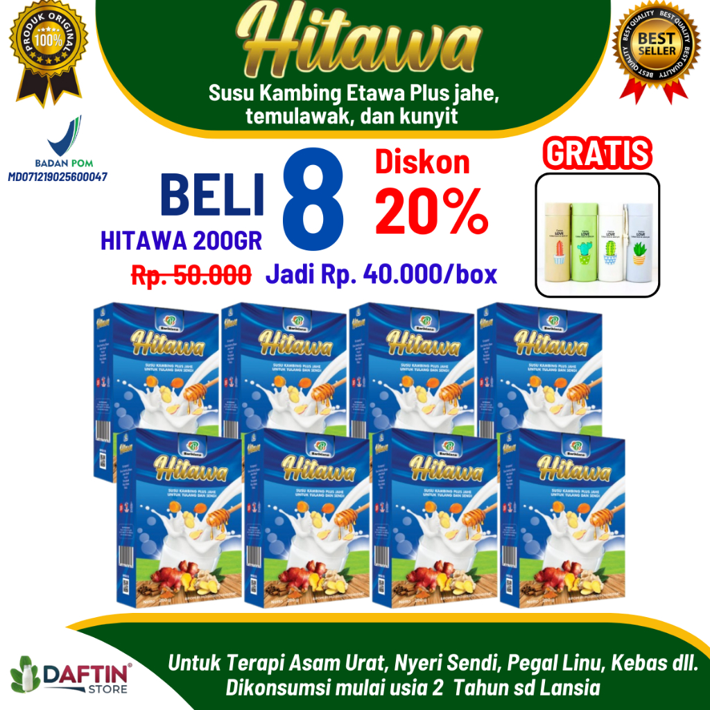 

Hitawa Susu Kambing Paket Reseller 8 Box - Solusi Nyeri Sendi & Tulang