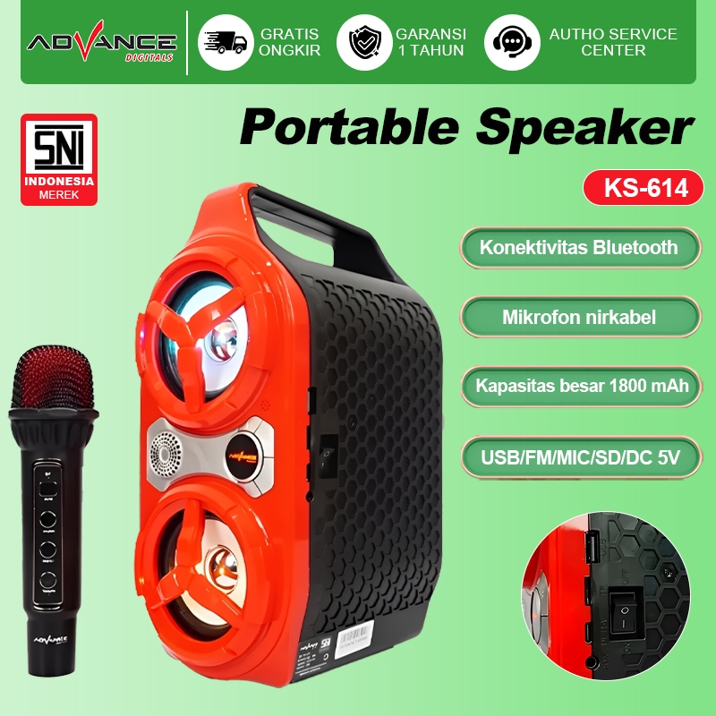 Advance Bluetooth Karaoke Speaker 6.5" 10W Free Mic Advance Bluetooth Karaoke Speaker LED