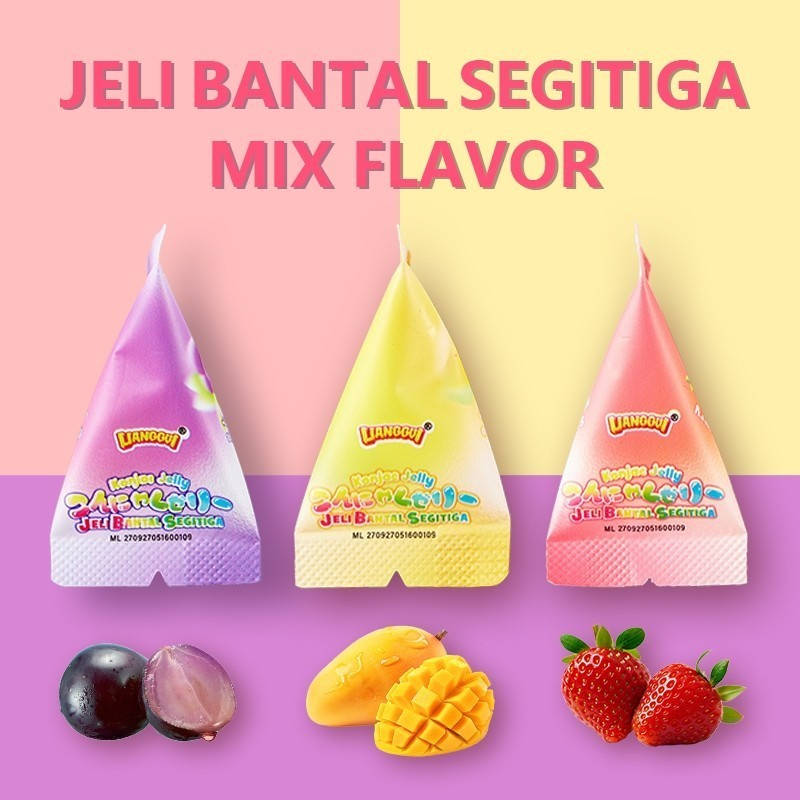 

78pcs Jelly Segitiga 3 Rasa Buah Segar Cemilan Viral Segar Snack Musim Panas Lianggui inaco