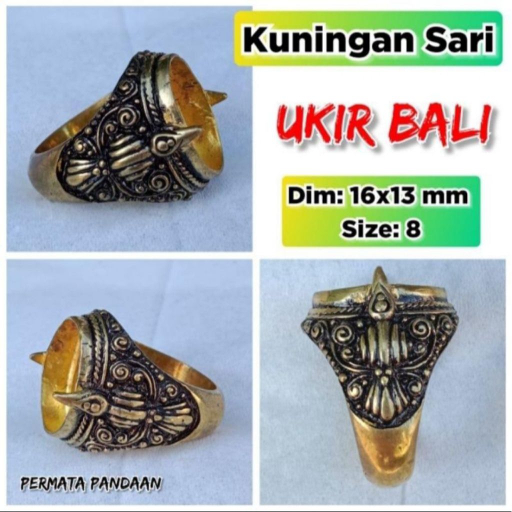 emban batu akik dan permata Kuningan perunggu.08