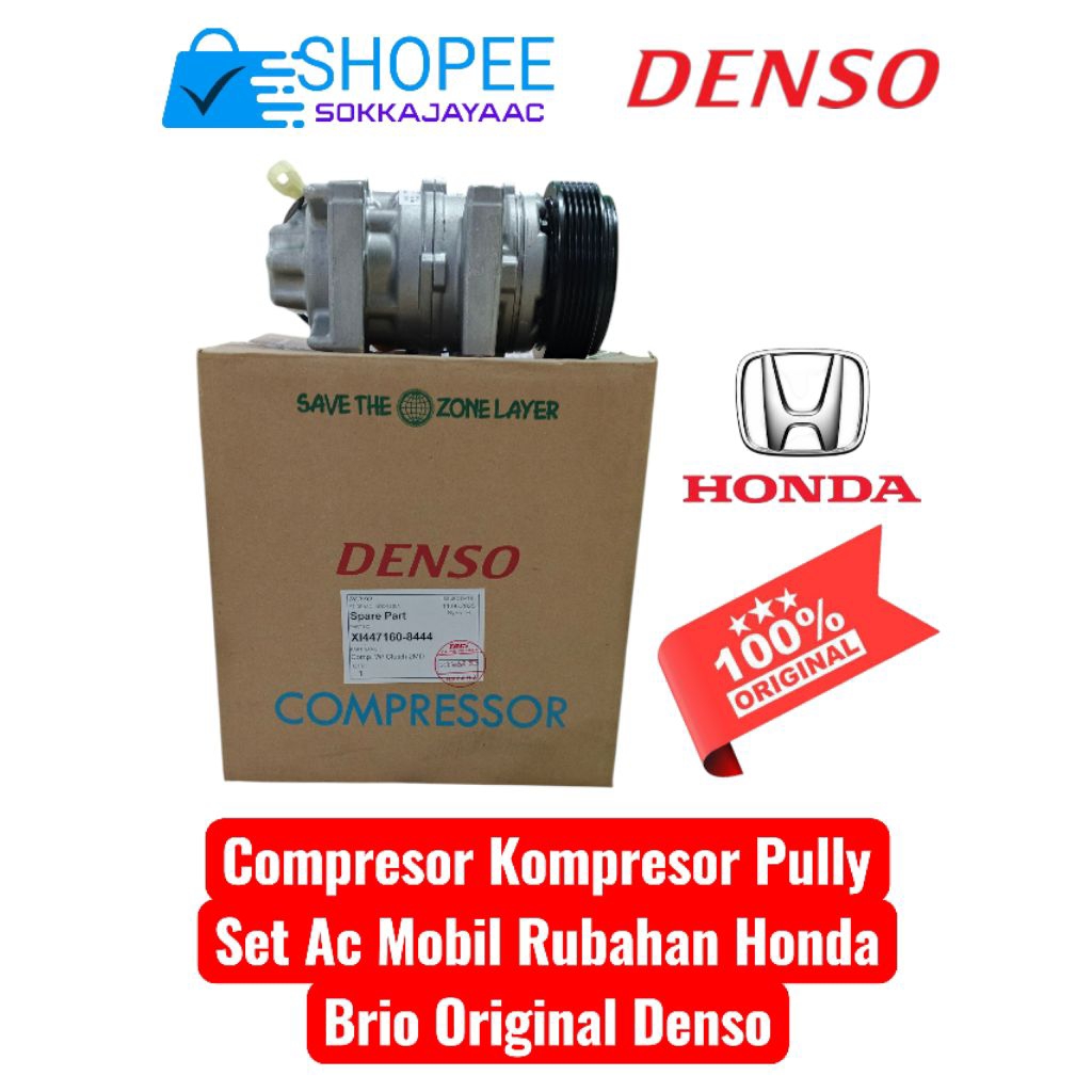 Compresor Kompresor Pully Set Ac Mobil Rubahan Honda Brio Original Denso