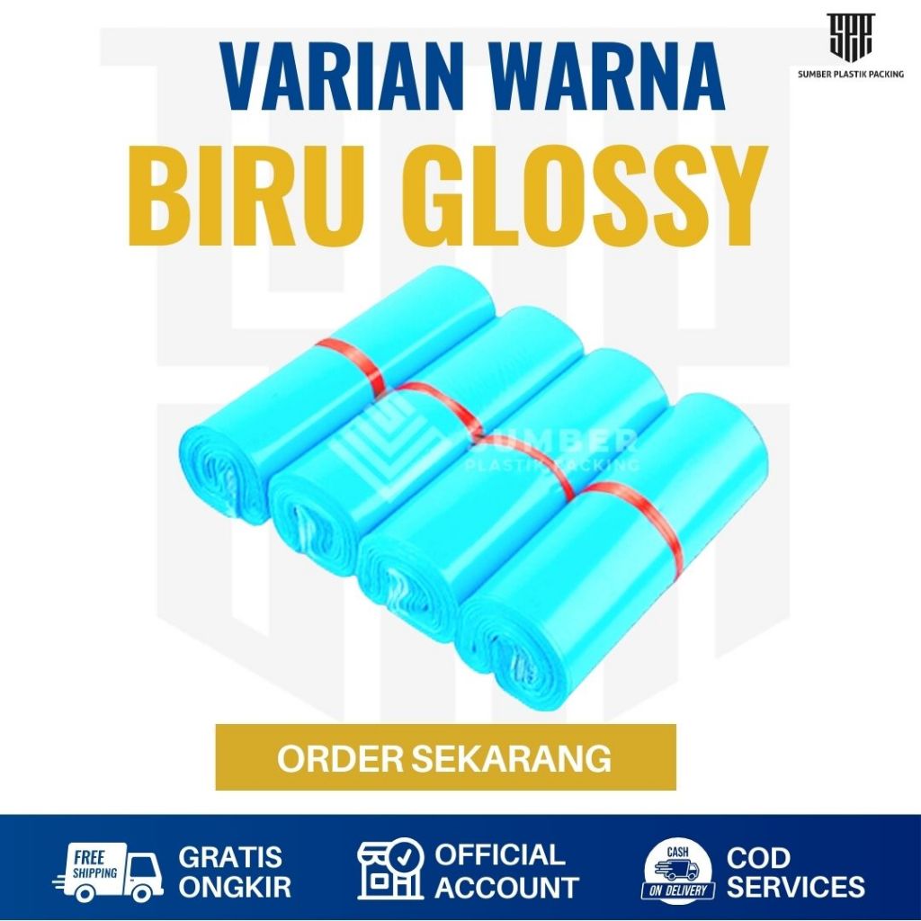 

Plastik Packing Polymailer 30x40 Warna Biru Glossy iisi 100 pcs Murah