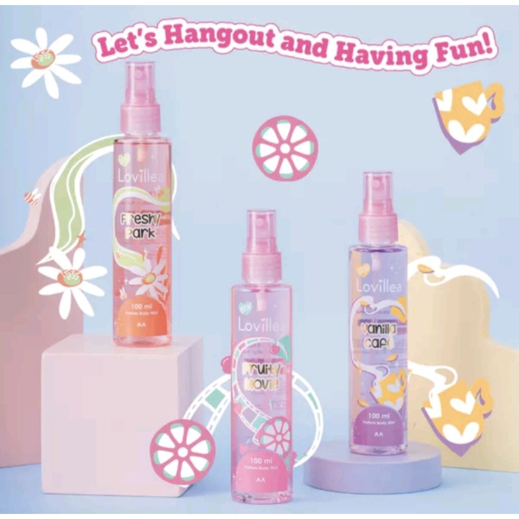 Lovillea Parfum Body Mist Vanilla Cafe, Fruity Movie 100ml / Lovillea / Lovillea mandom / Lovillea B