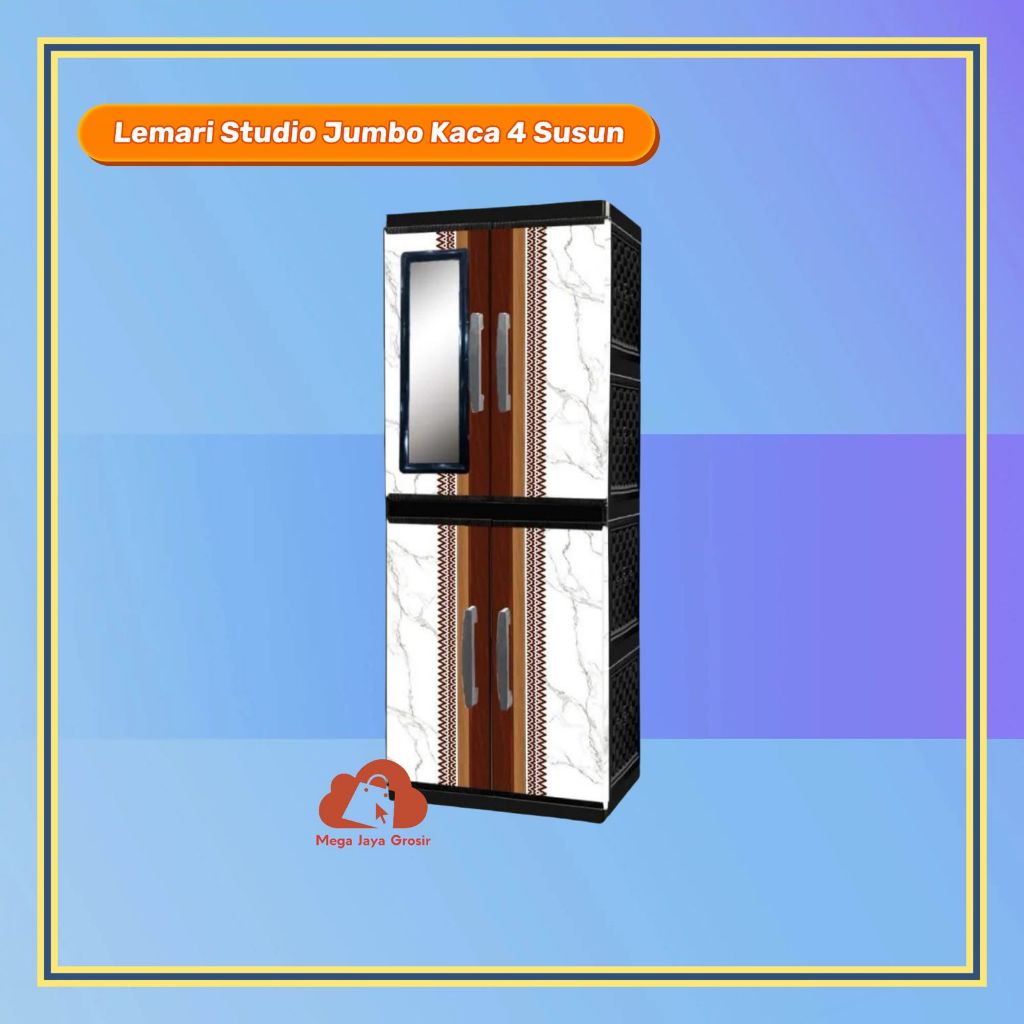 LEMARI STUDIO JUMBO SUSUN 4 KACA / LEMARI JUMBO SUSUN 4 / LEMARI JUMBO SUSUN KACA
