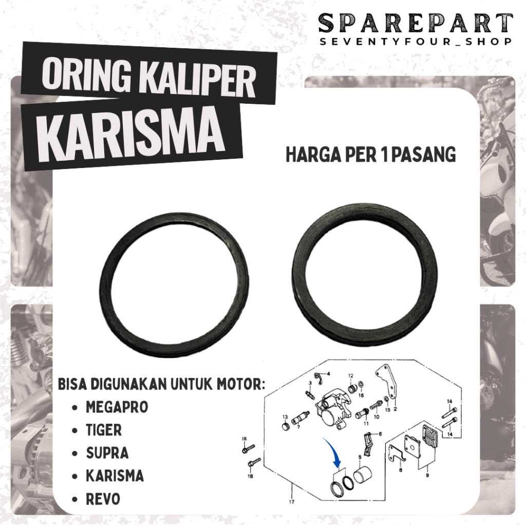 SIL O-RING SEAL PISTON KALIPER REM SUPRA X 125 TIGER MEGAPRO REVO 2 PCS O-RING SEAL CAKRAM REM DEPAN