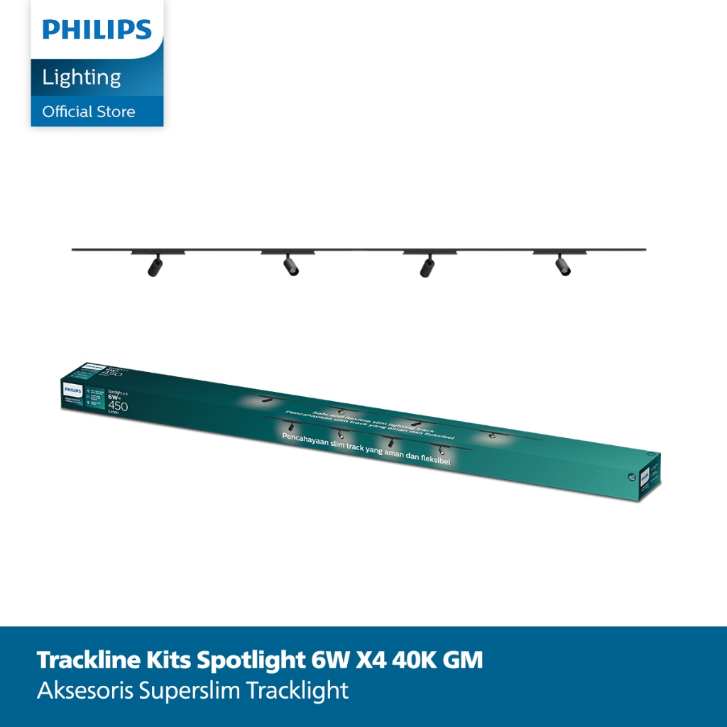 Lampu Philips LED Tracklight Set Kit Spotlight 6W 40K Semi Putih