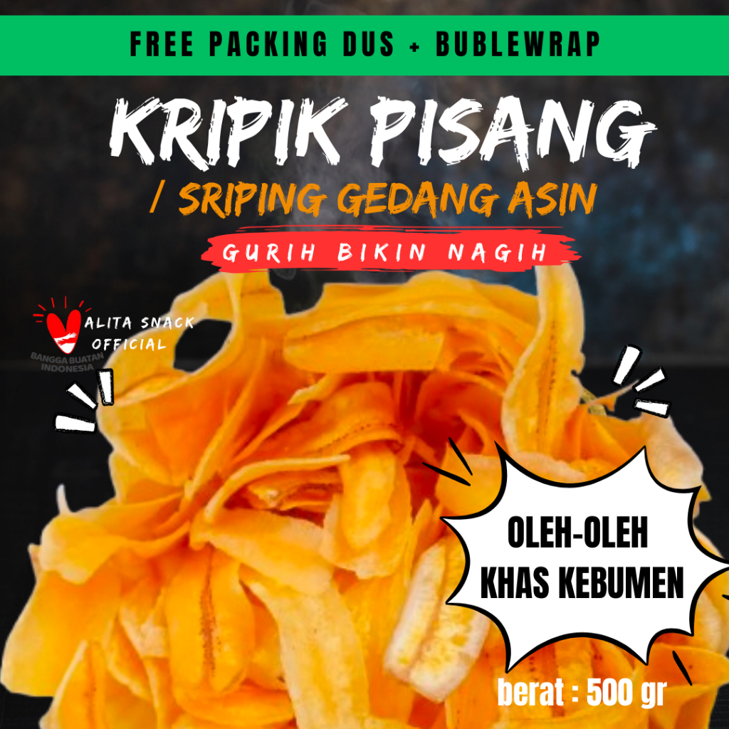 

Kripik Pisang 500Gram Oleh-Oleh Kebumen + FREE PACKING