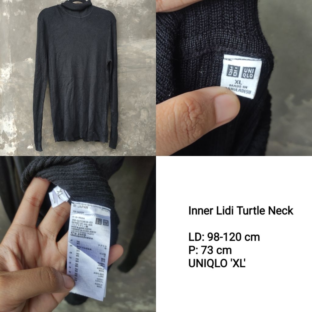 PRELOVED Atasan Inner Rajut Lidi Warna Hitam Uniqlo