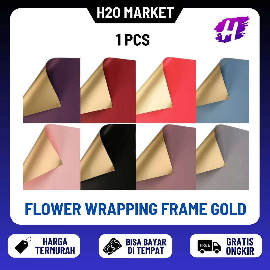 

❤️H2O❤️ (1 Lembar) Flower Wrapping Frame Gold Cellophane / Kertas Buket