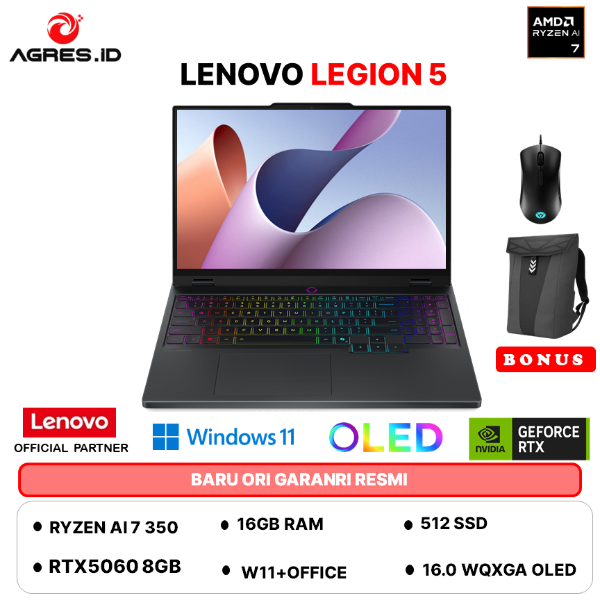 LENOVO LEGION 5 15 OLED RYZEN AI 7 350 RTX5060 8GB - RAM 16GB 512GB W11+OHS 15.1 WQXGA 165HZ -23ID