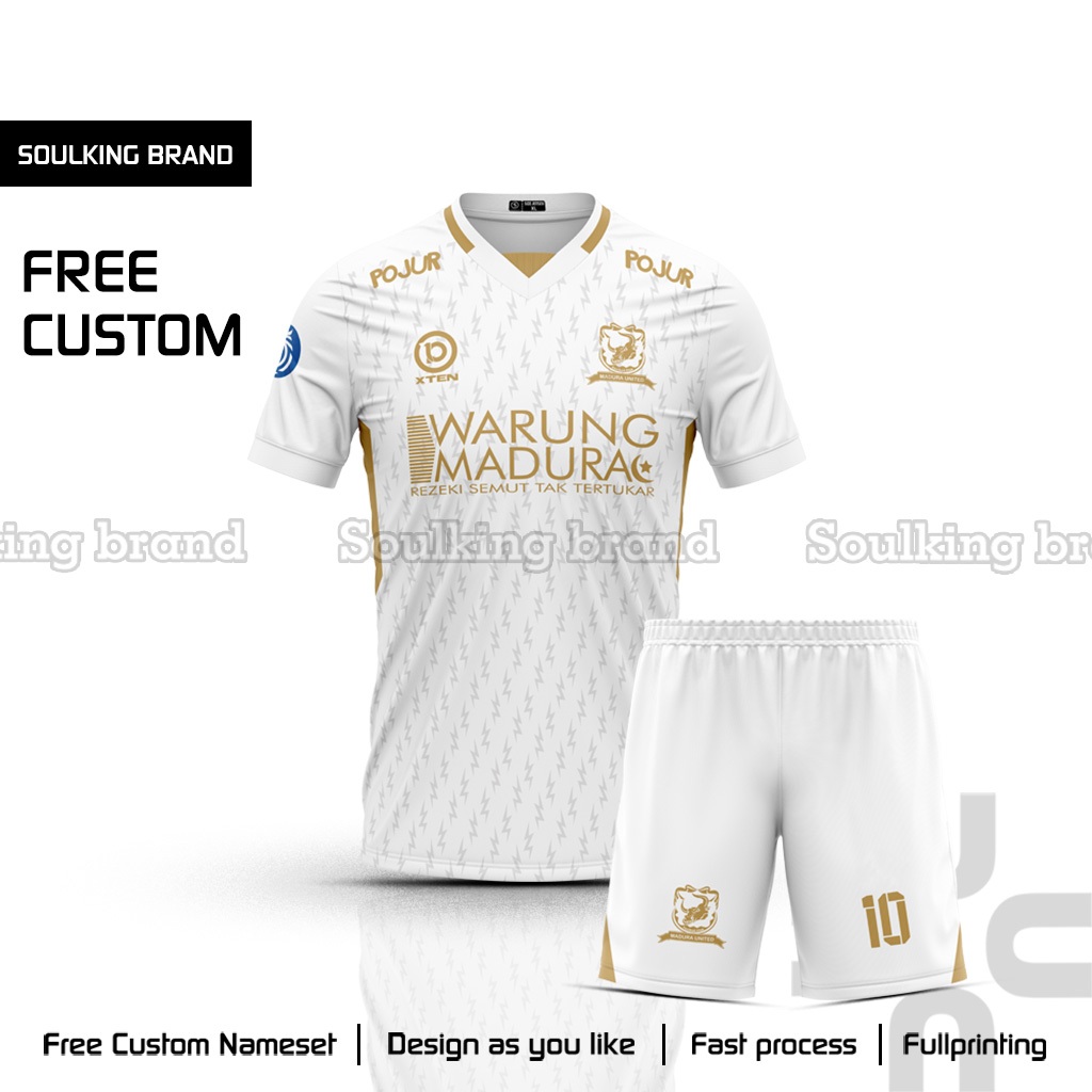 Baju Bola Madura United Third 2024 Liga 1 Indonesia Free Custom Nama Warna Putih Sport