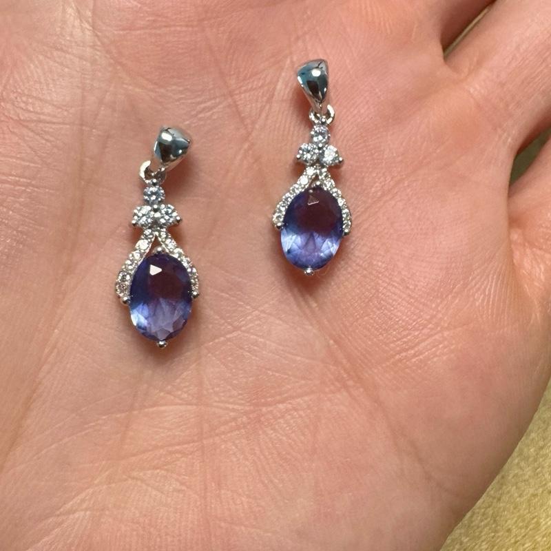 Liontin Batu Biru + Permata - Asli Perak 925 - Liontin Batu Mewah - Liontin Wanita Fashionable - Lio