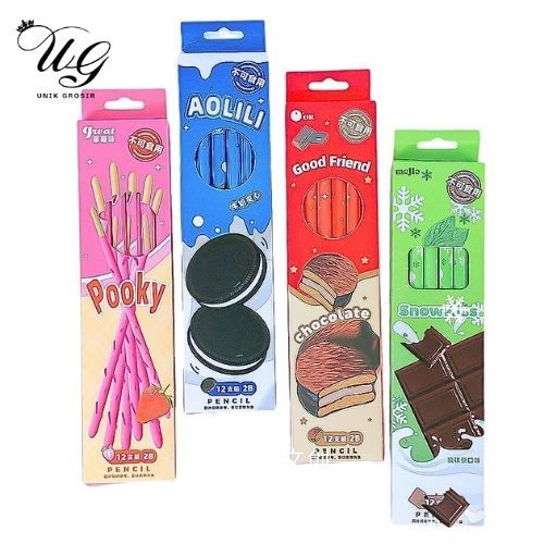 

PENSIL 2B SNACK OREO POCKY 1 LUSIN PSN-2037 ALAT TULIS SEKOLAH GROSIR