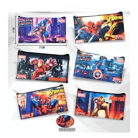 

Tempat Pensil Kain Nilon Resleting BE ONE Karakter Film Superhero KP-283-MV Pensil Case Boy