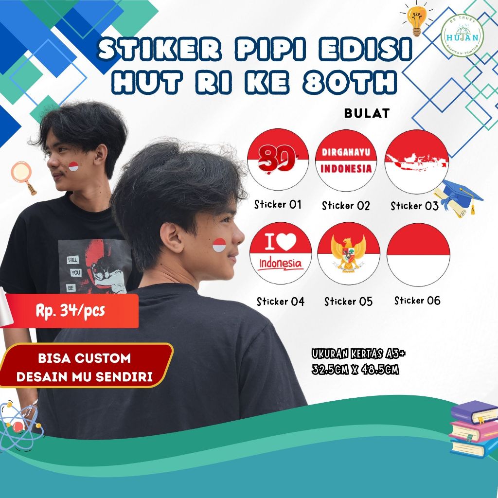 

Stiker Pipi Bulat Kemerdekaan/Stiker Pipi Bulat 17 Agustus CUTTING Isi 180pcs