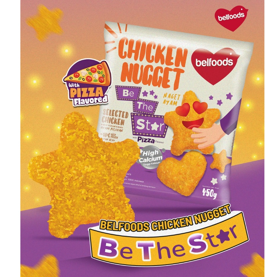 BELFOODS Chicken Nugget BTS 500gram Rasa Pizza - Nugget Ayam Favorite - Kheiza Frozen