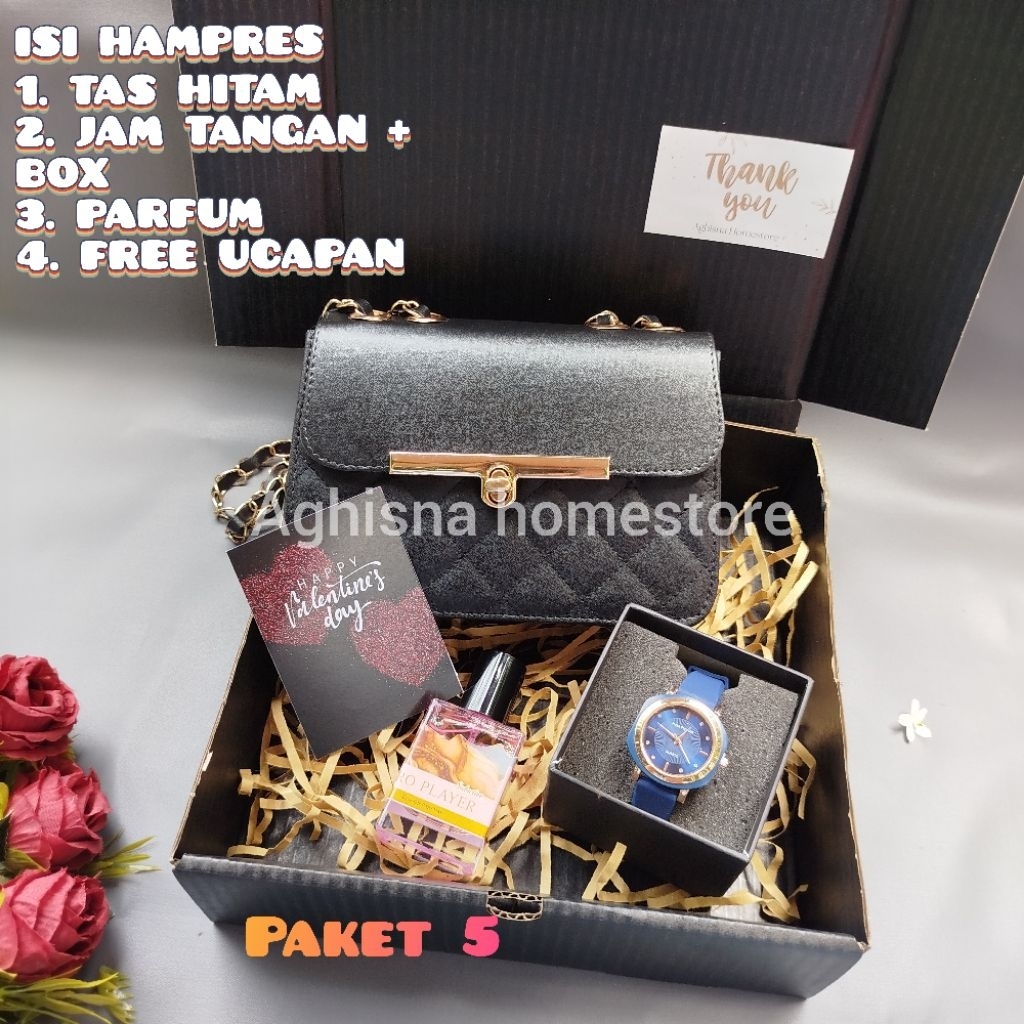 Gift Box Hampers Cewek / Hampers Wanita Exclusive Hitam / Kado Ulang Tahun