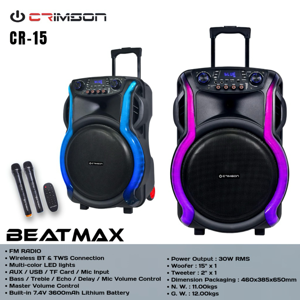 speaker portable 15” Crimson BEATMAX