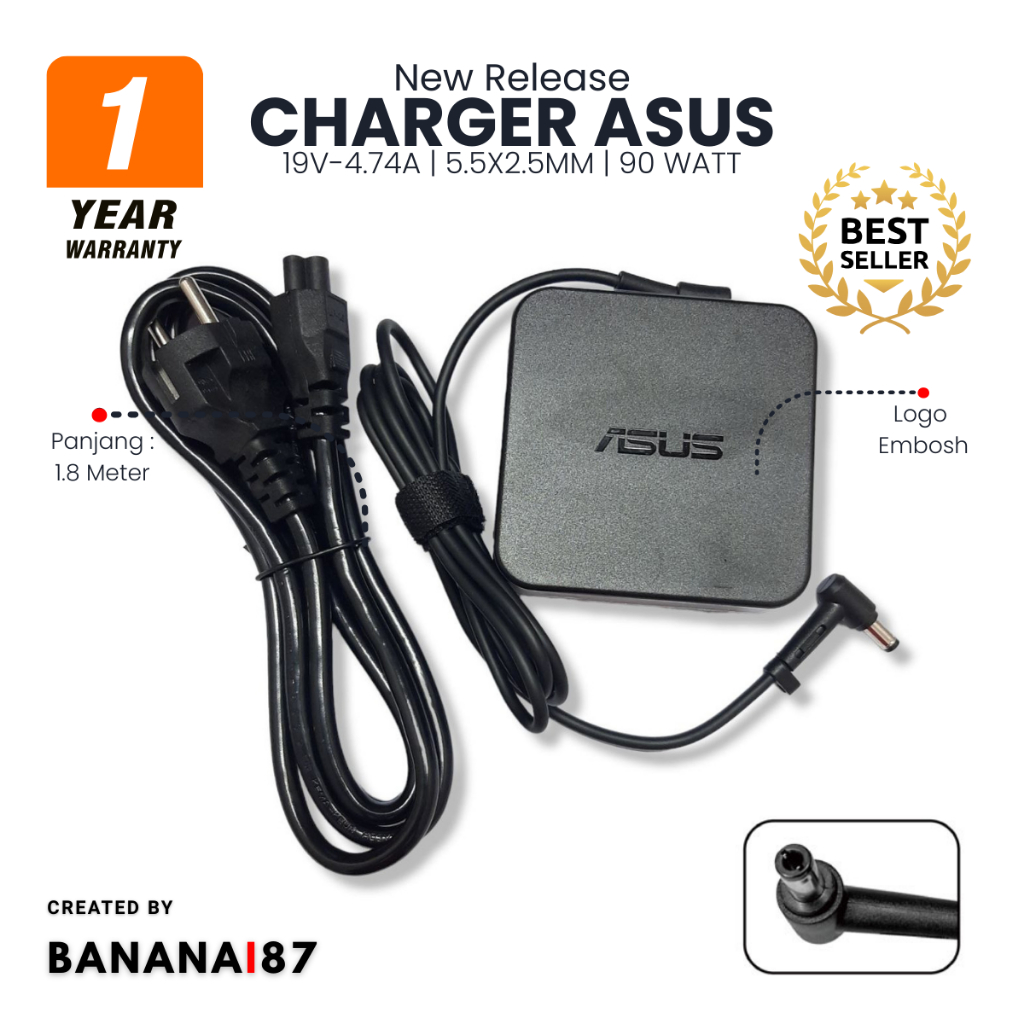 Adaptor Charger Laptop Asus X550Z X550DP X550D 19V 4.74A Original