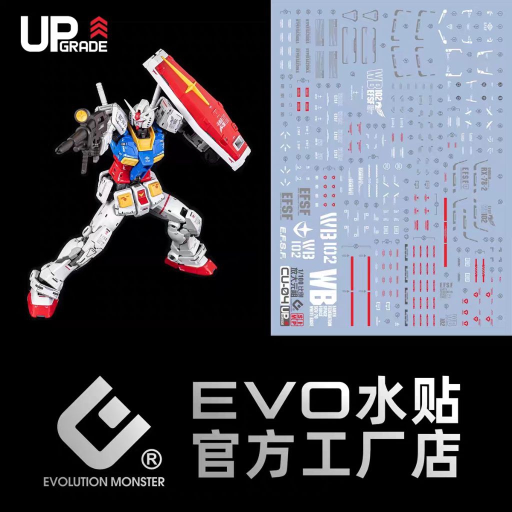 RG 1/100 GUNDAM RX-78-2 VER. 2.0 FAT CAT WATER DECAL EVOLUTION MONSTER