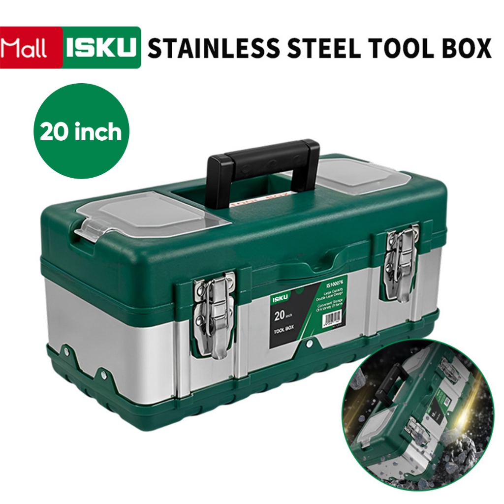 ISKU 20 Inch Tool Box Stainless / Kotak Perkakas Stainless 20'' Kuat 2 Tingkat Tool Kit Toolbox alat