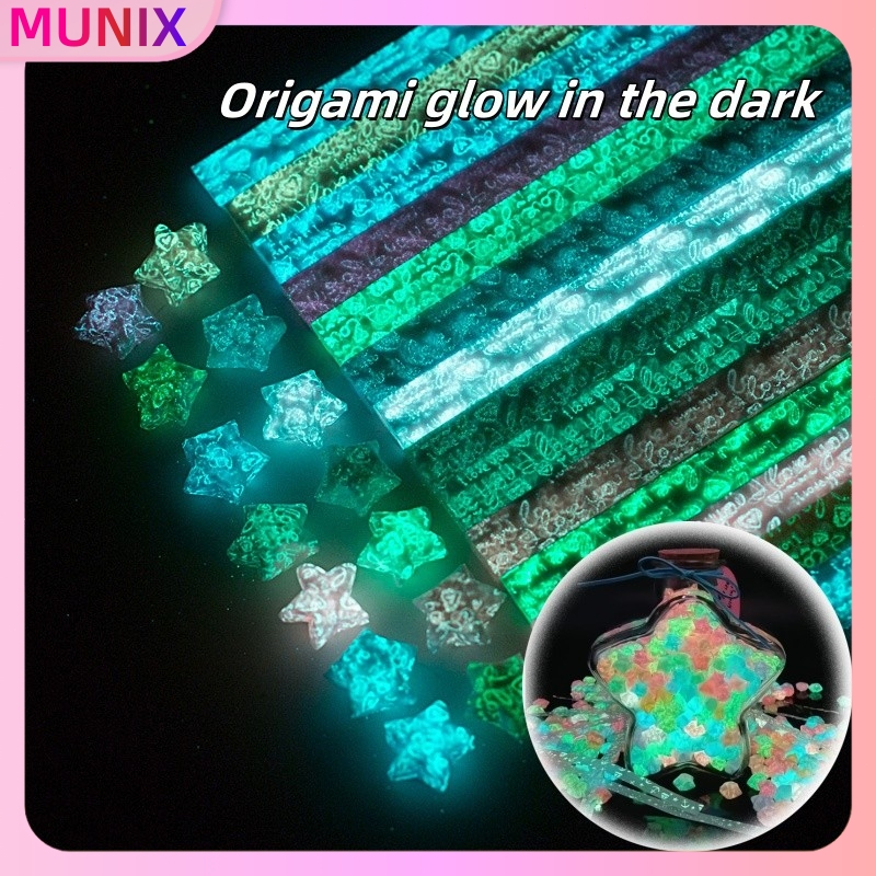 

【Ready-COD】210 Lembar Kertas Origami Bintang-Glow in the Dark-Warna Neon untuk DIY&Kerajinan