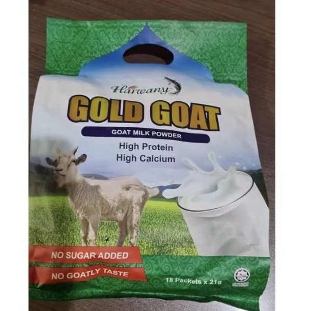 

GOLD GOAT POWDER HIGH PROTEIN NO SUGAR ADDED PER BKGS ISI 18 SASHETS
