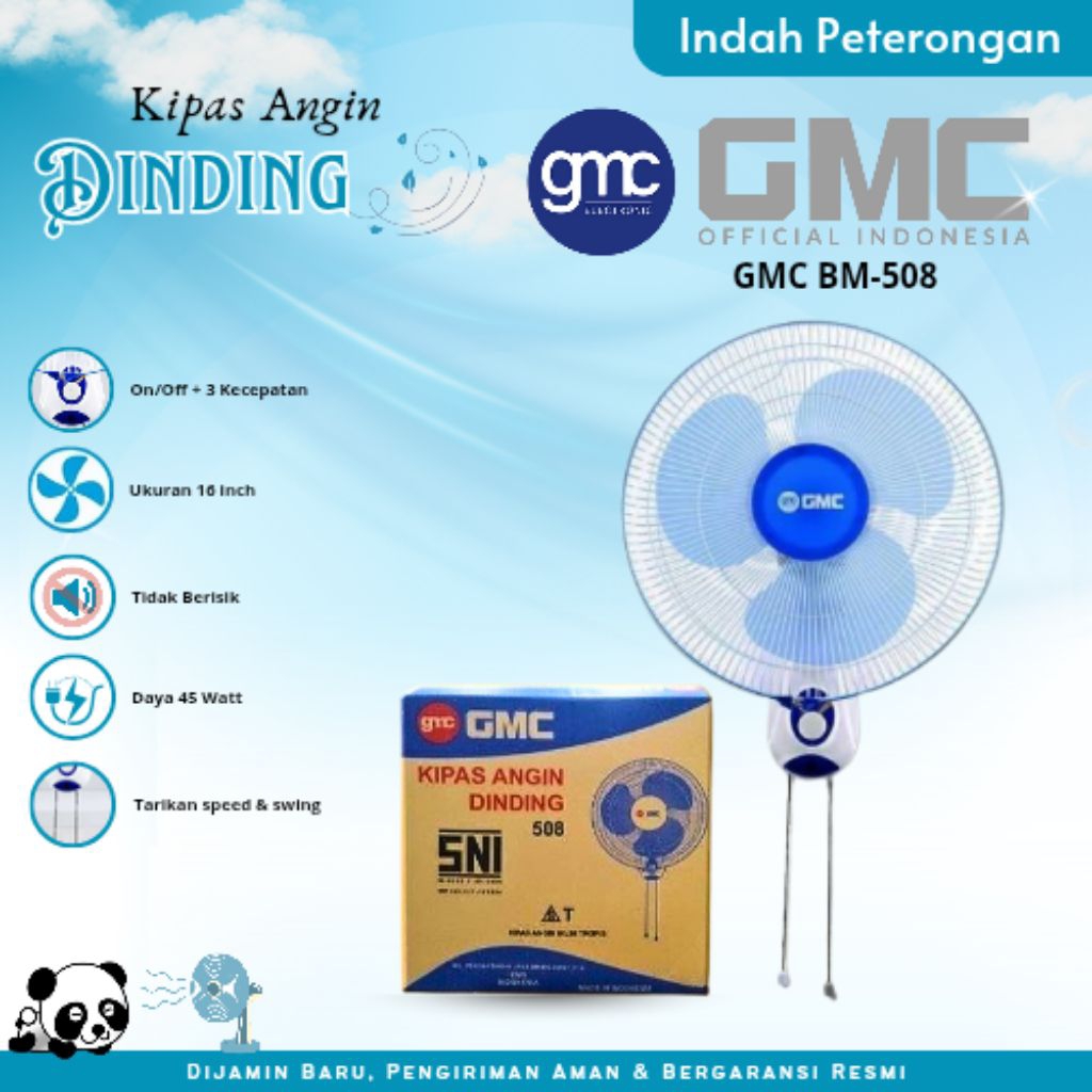 KIPAS ANGIN DINDING GMC BM-508/KIPAS TEMPEL TEMBOK/WALL FAN MURAH/KIPAS ANGIN 16 INCH