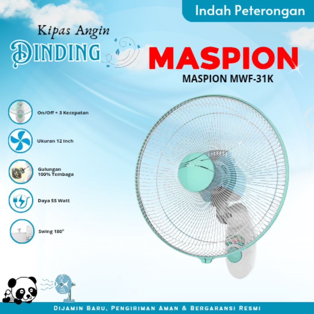 KIPAS ANGIN DINDING MASPION MWF-31K/KIPAS TEMPEL DINDING/KIPAS TEMBOK MURAH/KIPAS DINDING MASPION 12