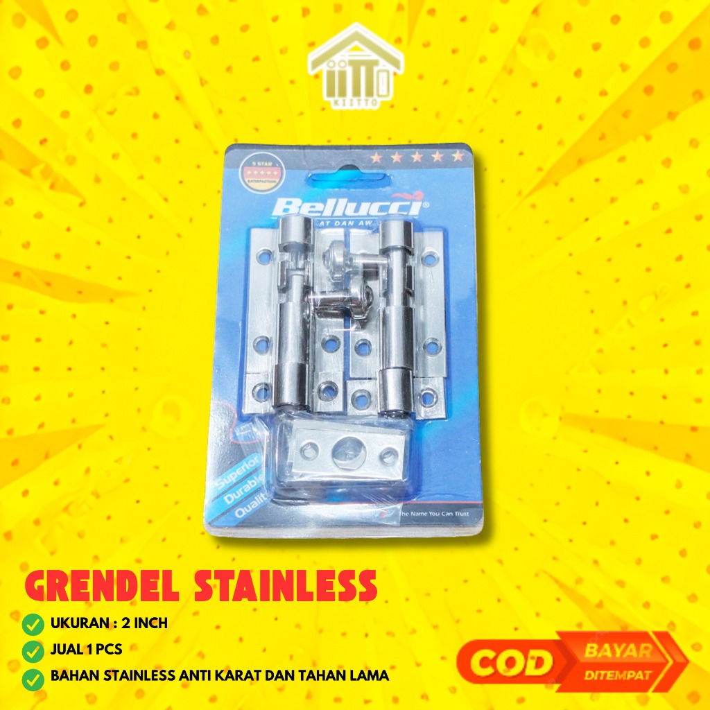 GRENDEL STAINLESS BELLUCCI 2 INCH / SELOT PINTU BELLUCCI / SELOT JENDELA KUNCI PINTU GRENDEL ANTI KA
