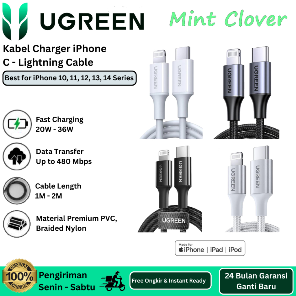 Ugreen Kabel Data iPhone USB C to Lightning MFI PD Fast Charging