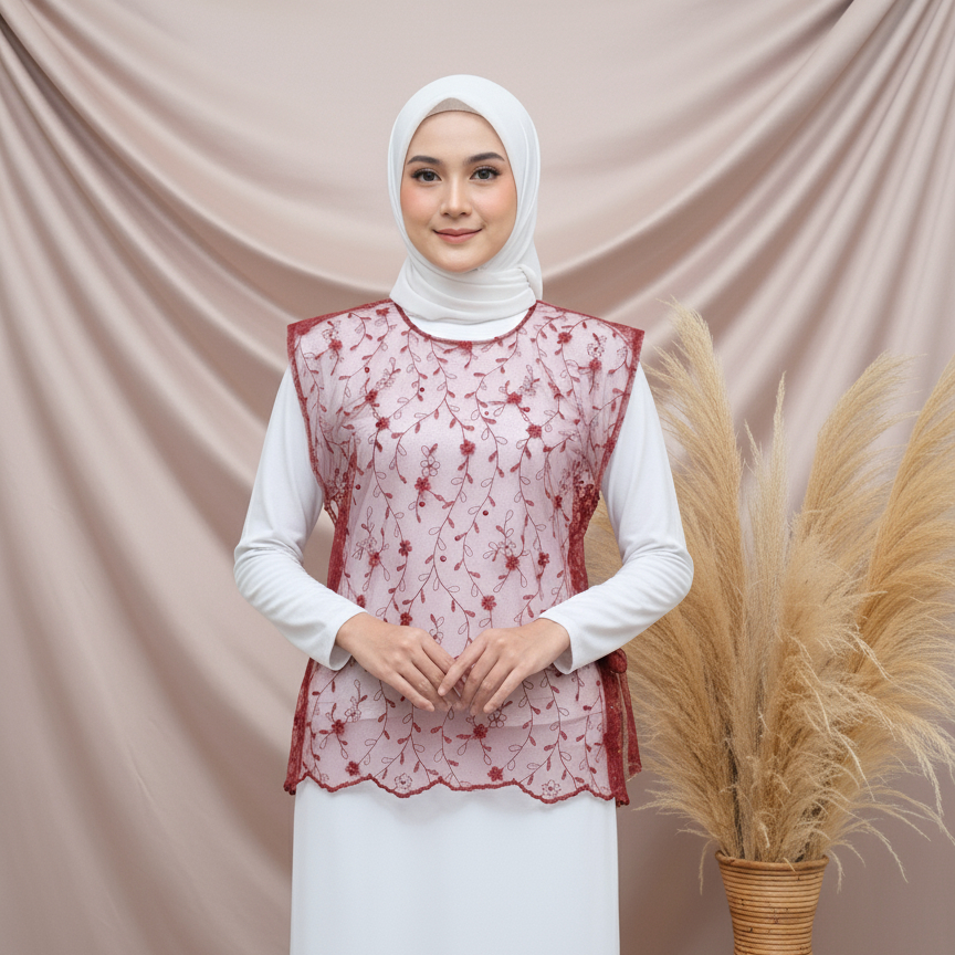 Outer Vest Brokat Wanita – Outfit Kondangan Muslimah Elegan Terbaru