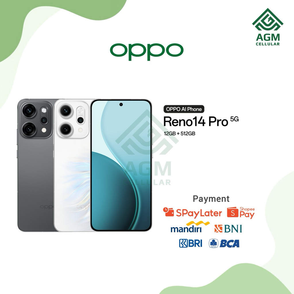HANDPHONE OPPO RENO 14 PRO 5G RAM 12GB/512GB (Titanium Grey & Opal White)